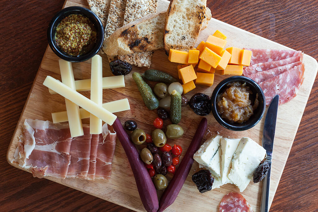 Cheese and meats spread